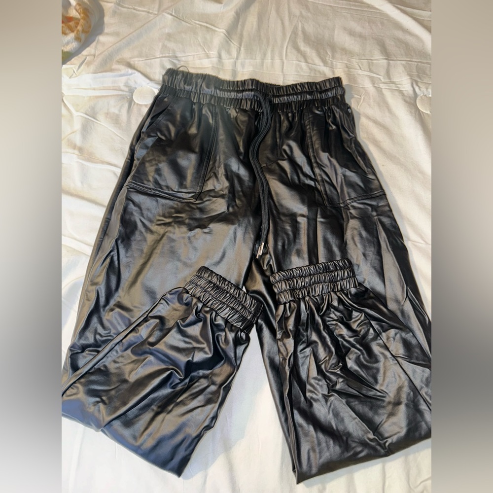First Love Faux leather joggers